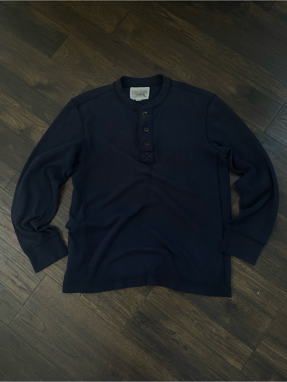 Coldwater Creek Men's Navy Henley Long-Sleeve Shirt Vintage